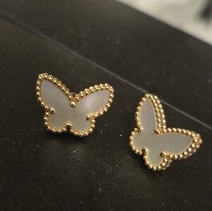 18K Butterfly Mother Of Pearl Earrings